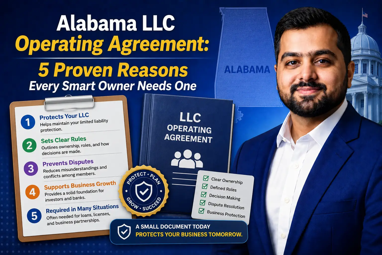 Alabama LLC Operating Agreement template for single member LLC