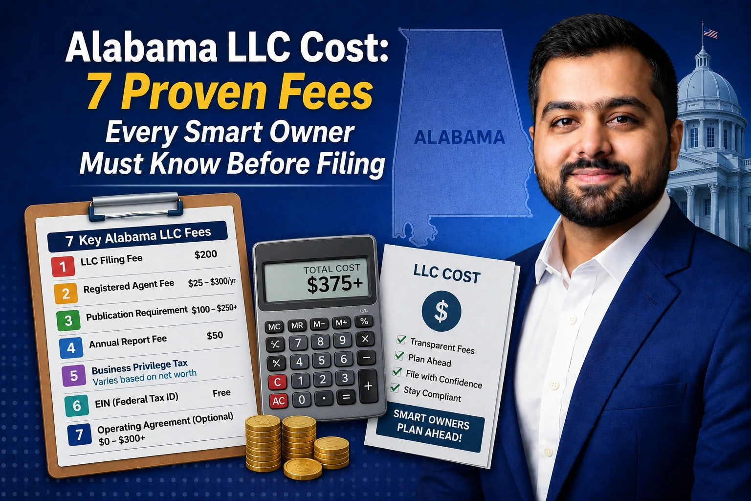 Alabama LLC cost breakdown chart 2026